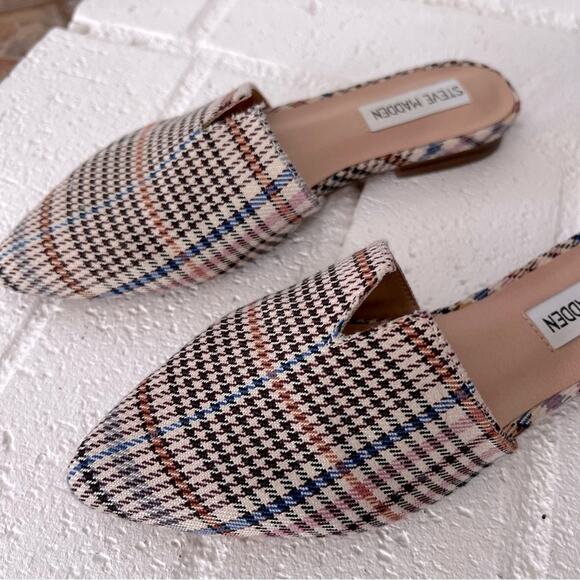 STEVE MADDEN ALLY Pointed Slip On Mule Size 5.5 Plaid Brown Multi - Picture 5 of 10